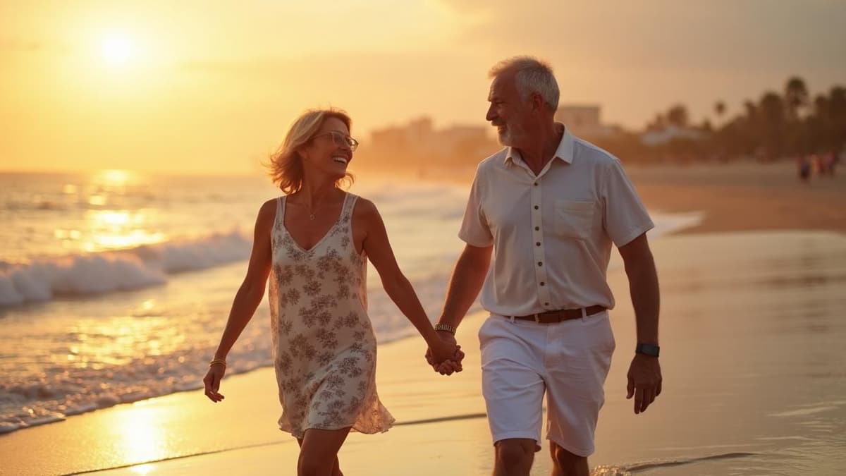 Happy retirees enjoying vacation